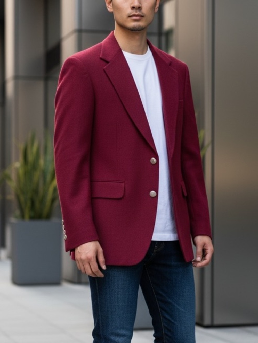 Nordstrom Loro Piana Vintage Men's Burgundy Red Wool Sport Coat Size 39S